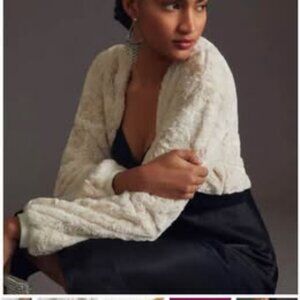 Maeve Creme Faux Fur Shrug - Size L (New!)
